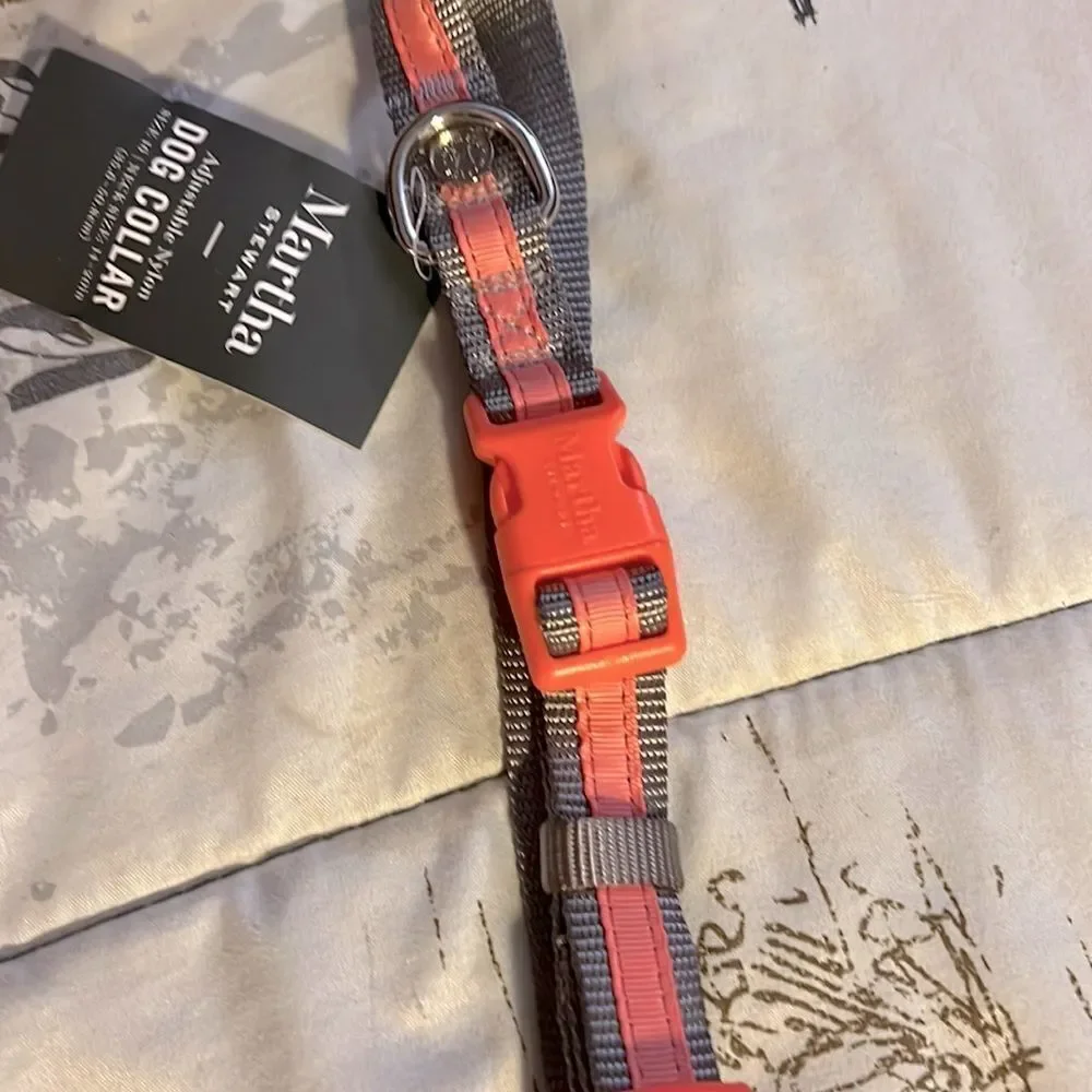 Martha Stewart Adjustable Nylon Light Orange Dog Collar Sz 16